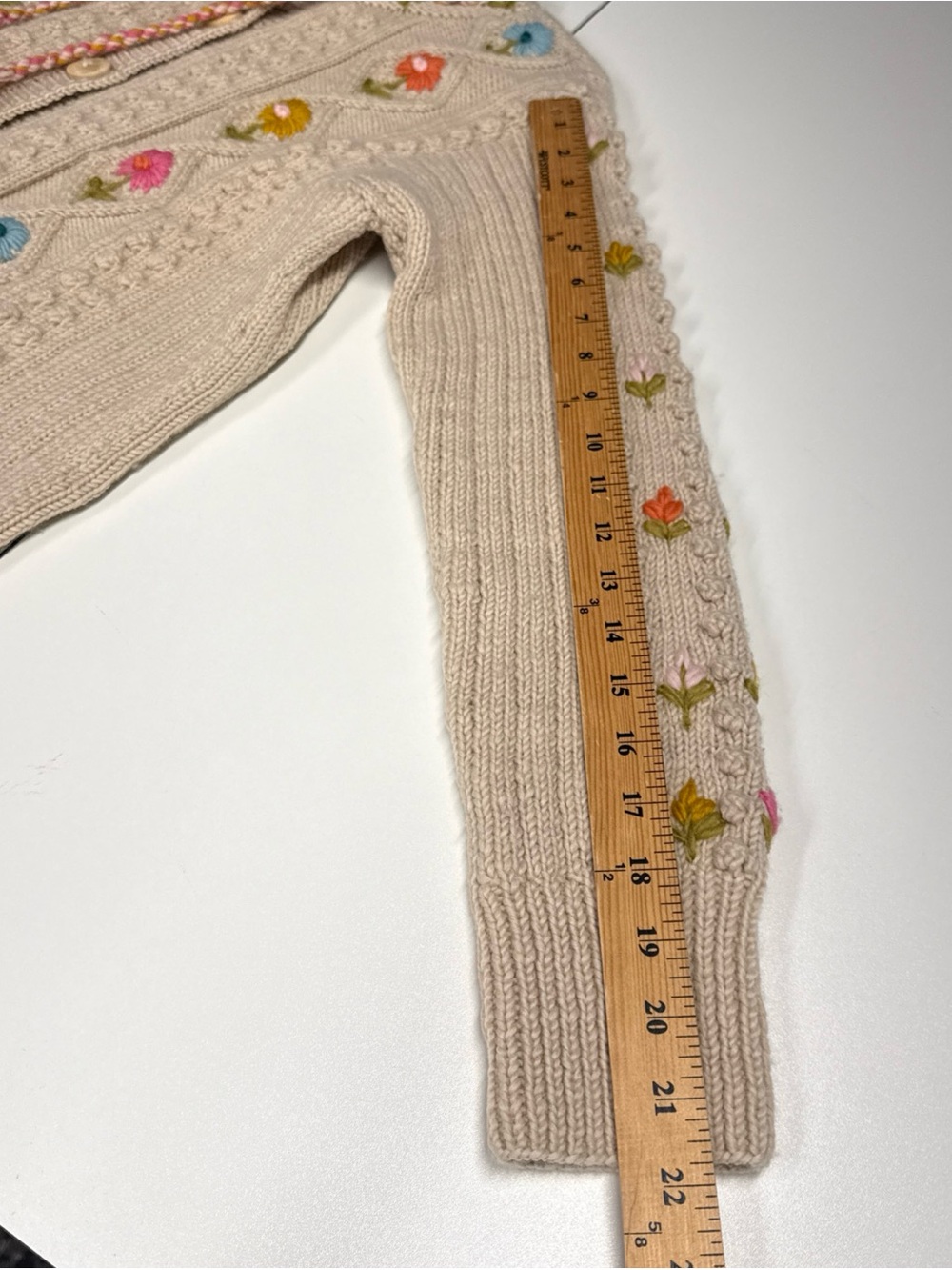 French Knot x Sundance Heritage Blooms Cardigan Wool Sz M Nepal Bubble Knit - Picture 9 of 12